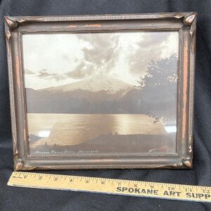 Antique sepia tone Photo of Mount Baker and Baker Lake